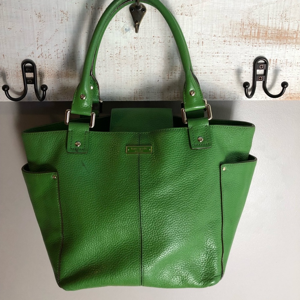 KATE SPADE GREEN LEATHER TOTE